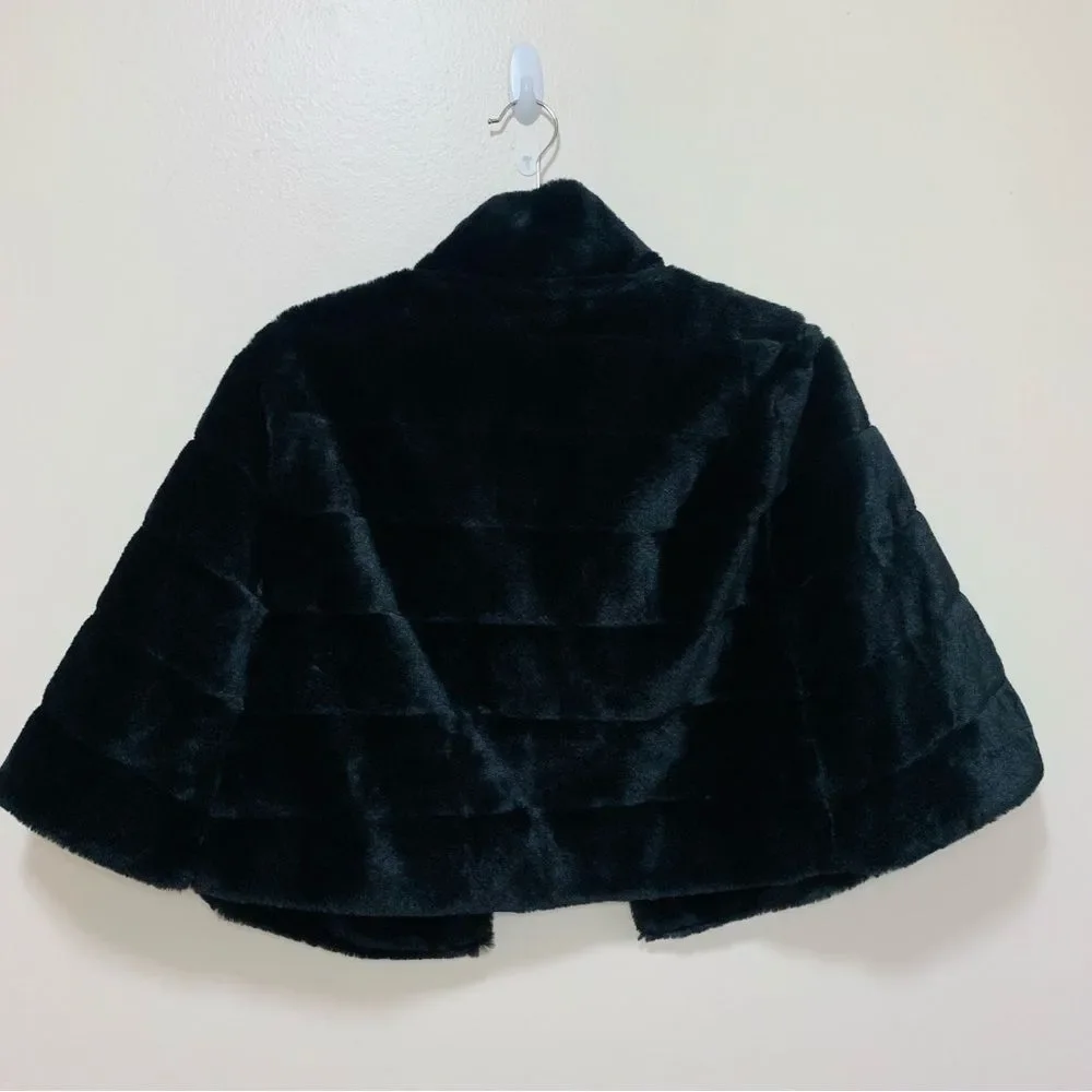 BCBG Generation Black Faux Fur Caplet size large